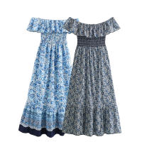 Vestido Largo Sin Mangas De Mujer TRAF Elegante Y Moderno De Verano Con Estampado De Flores Y Cuello Bajito Para Fiestas Y Noches - details 1
