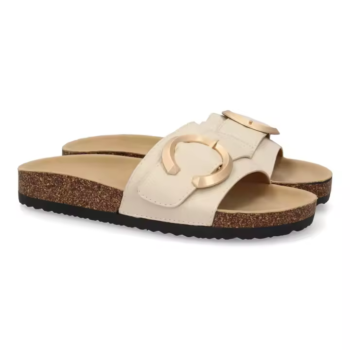 PuntoSalao Sandalias planas cómodas bio en pala para mujer color beige VR5-1757 - 1