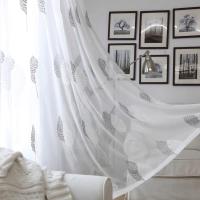 Cortina Moderna Bordada De Tulle Blanca Transparente Para Sala De Estar Balcon Y Dormitorio Con Diseño De Árbol Ventilador De Cortina De Ventana De Tela Poliéster 100% Instalación En Techo - details 2