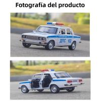 Modelo De Coche De Policía Lada 2106 a Escala 1/24 En Aleación De Metal Con Función De Retroceso Y Simulación De Luz Y Sonido Regalos Para Niños Vehículos De Metal Para Juguete - details 6