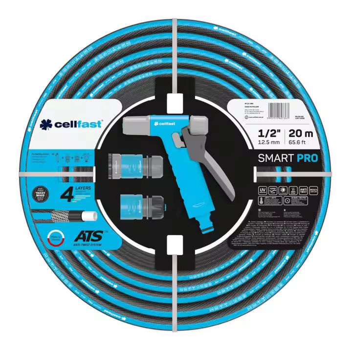 SET MANGUERA DE RIEGO SMART PRO ATS DE 12,5 mm x 20 m CON CONECTORES Y PISTOLA CELLFAST - 1