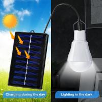 2 Luz de camping solar portáthil, Bombilla solar LED lámpara de emergencia solar Luz Jardín linterna iluminación solar with Panel de bombilla de gancho para camping, pesca, senderismo, interior - details 2