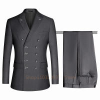 Traje Clásico Para Hombres Diseño Bespokado Chaqueta Y Pantalones Doble Botón Para Bodas Y Eventos Elegante Trajes Elegante Para Hombres 2024 - details 2