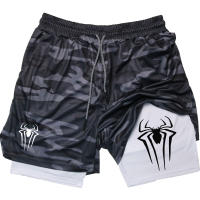 Shorts De Rendimiento Y2K Para Hombre Con Estampado De Araña 2 En 1 Deportivos Compresión Para Gimnasio Y Running Shorts Casuales De Polyester Cierre Con Cordón - details 5