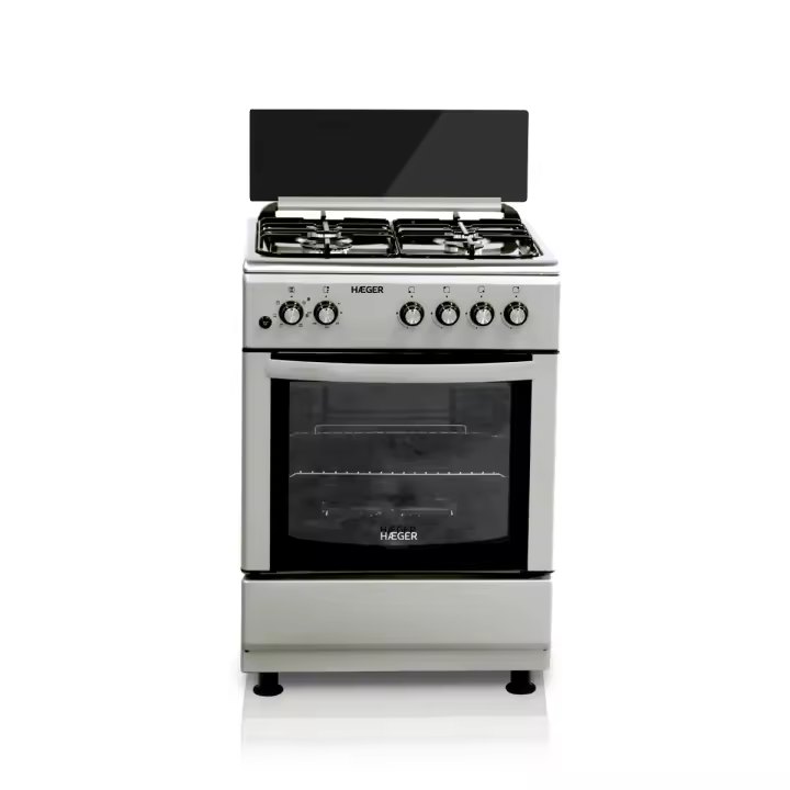 Cocina de Gas con Horno Eléctrico 60×60 – 64 L, 4 Zonas, Acero Inoxidable/Gris - 1