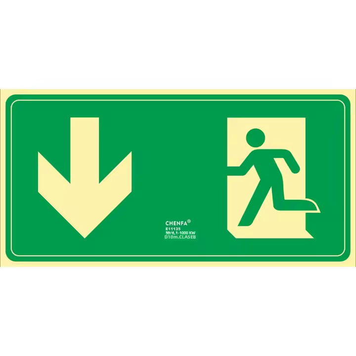 Señal De Salida En PVC 320x160mm Luz Propia En La Oscuridad Signo De Seguridad Para Incendios Retroiluminado E11135 - 1