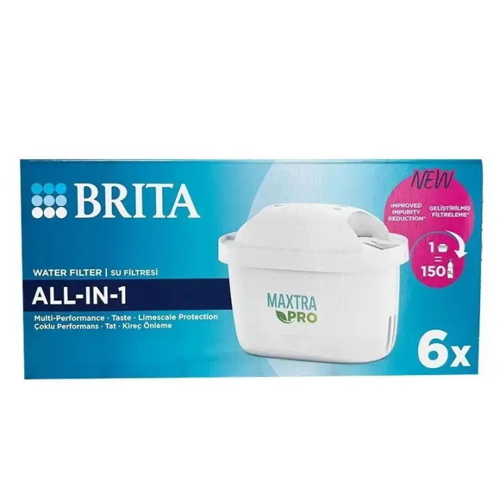 BRITA MAXTRA PRO Cartucho de Filter de Agua Todo-en-1 (Ahora Puro Renacimiento)-Paquete de 6 - Original BRITA Refill que Reduco, chlorine, PFAS, pesticidas y Calza para Agua del Grifo with mejor Sabor - 1