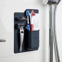 Organizador De Baño De Silicona Impermeable Con Espejo Y Porta Cadena Para Ducha Y Baño Herramienta De Almacenamiento Para Toallitas Y Cuchillas - details 3