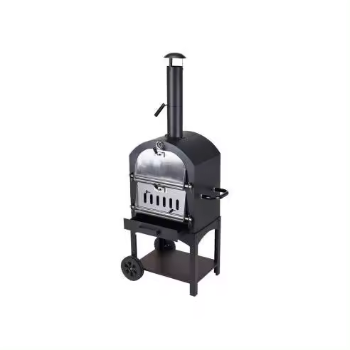 VAGGAN Barbacoa de carbón VAGGAN con horno de piedra, hierro, 44,5x65x158cm - 73827 Negro Jardin / Accesorios / Complementos Barbacoas - 1