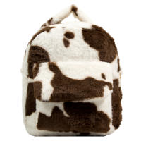 Mochila De Peluche Con Patrón De Vaca Para Mujer Multifuncional Con Correa Ajustable Y Diversas Bolsillos Casual Y Divertida Para Compras Y Uso Diario - details 9