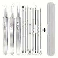 Kit De 3/5/8 Piezas De Pinzas Para Extraer Puntos Negros Curvas Herramienta Profesional De Limpieza Facial Para Eliminar Acné Y Blemishes De Acero Inoxidable - details 0