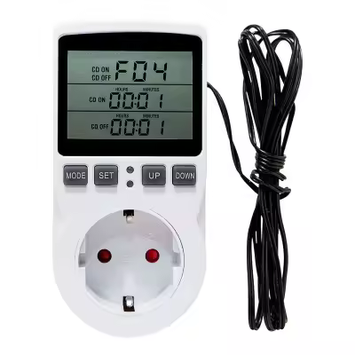 BIT Controlador de temperatura Digital, enchufe de salida, termostato con enchufe de la UE, temporizador, Sensor, sonda, calefacción, refrigeración - 1