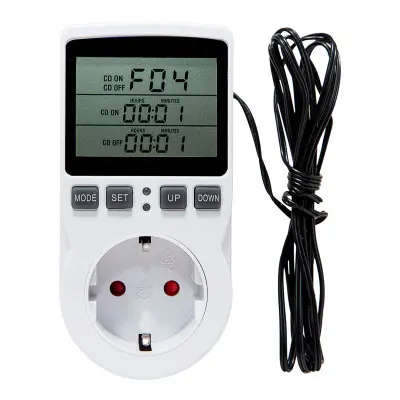 BIT Controlador de temperatura Digital, enchufe de salida, termostato con enchufe de la UE, temporizador, Sensor, sonda, calefacción, refrigeración - 1