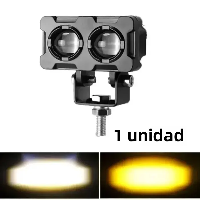 Farol Auxiliar De Motocicleta 60W LED Doble Lente Luz Blanca Amarilla Para Motos Lámpara Antiniebla Dual - 1