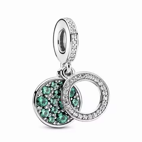 Charm Pandora Colgante Doble Disco Verde Brillante 799186C02 - 1