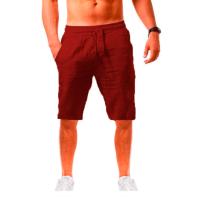 Shorts De Lino Y Algodón Para Hombre Summe Pantalones Transpirables De Color Sólido Fitness Streetwear Talla 3XL - details 9