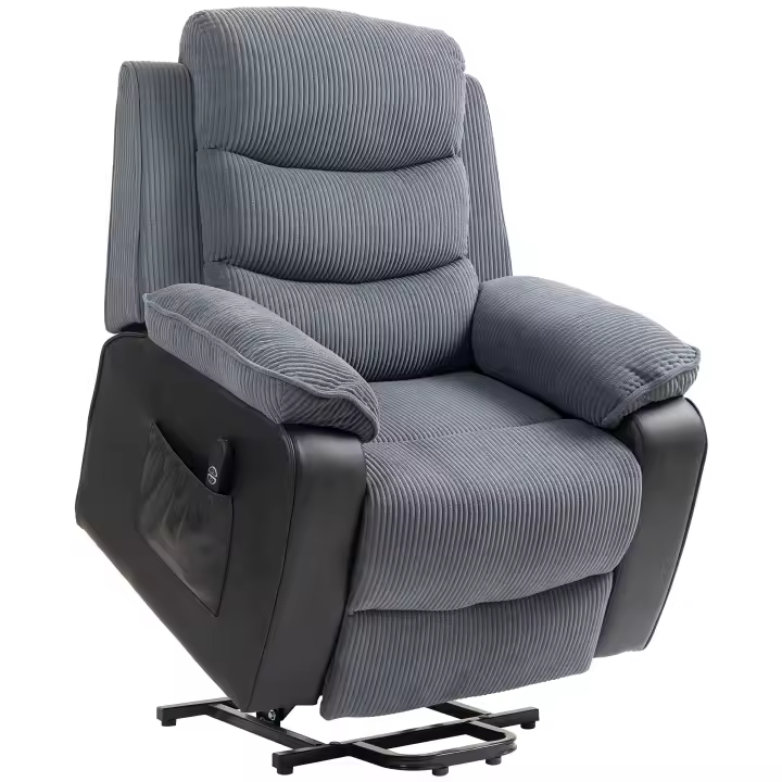 HOMCOM Sillón Relax Reclinable Eléctrico Sillón Levanta Personas con Mando a Distancia Puerto USB Reposapiés y Bolsillos Laterales Sillón Elevador para Salón Dormitorio Gris Oscuro - 1