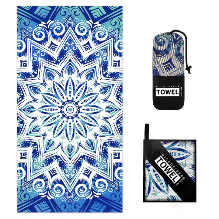 Toalla de playa de microfibra con estampado de varios tamanos y absorbente para surf. - 1