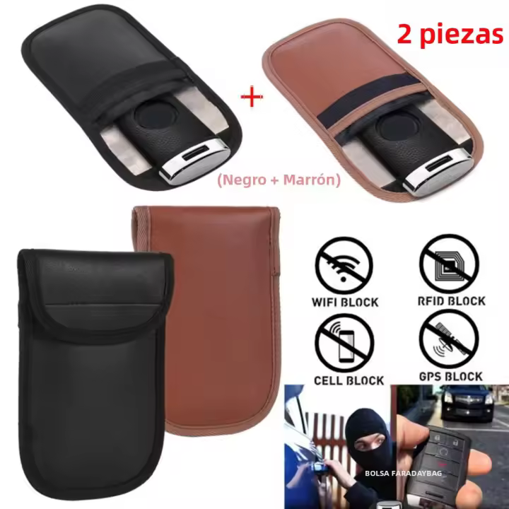 2pcs Bolsa De Bloqueo De Señal RFID Faraday Para Llaves De Entrada Sin Clave Protección De Privacidad Para Coche - 1