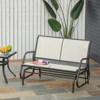 Outsunny Banco Balancín de 2 Plazas Silla Mecedora de Jardín Tubo de Metal y Tela Texteline Transpirable para Exterior Carga Máx. 200 kg 120x70x85 cm Beige - details 1
