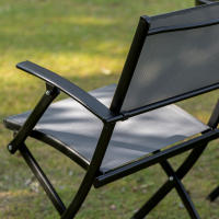 Conjunto de Balcón plegable de 2 plazas con Mesa Y 2 sillas de Malla de metal gris Negro para Jardín y Terraza - details 1