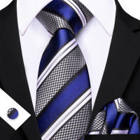 Set De Corbata Y Cufflinks Para Hombre Con Rosas Amarillas Y Rojas Teal Y Gris Rayadas Formal Para Bodas Y Comidas En Party - details 3