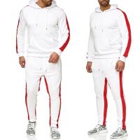 Conjunto Deportivo Casual Para Hombre Otoño Invierno Sudadera Con Rayas + Pantalones Estilo Gym Cierre De Cordón Material Poliéster Grueso - details 4