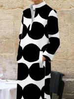 Modigirl Vestido Largo De Maxi Para Mujer Negro Con Puntos Cuello Erguido Casual Primavera Verano Mangas Largas Fiesta Noche - details 2