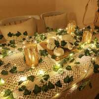 1Pack De Vinateras Artificiales De Iva Con 20 Luces De Cadena LED Hojas De Falso Árbol Para Decoración De Pared Habitación Jardín Oficina Bodas - details 4