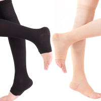 2Pcs Medias De Compresión Para Pies Y Piernas Médicas Gradiente De Presión Medias De Compresión De Rodilla a Calf Con Abertura Para Varices Y Modelado Elasticidad Y Comodidad - details 1