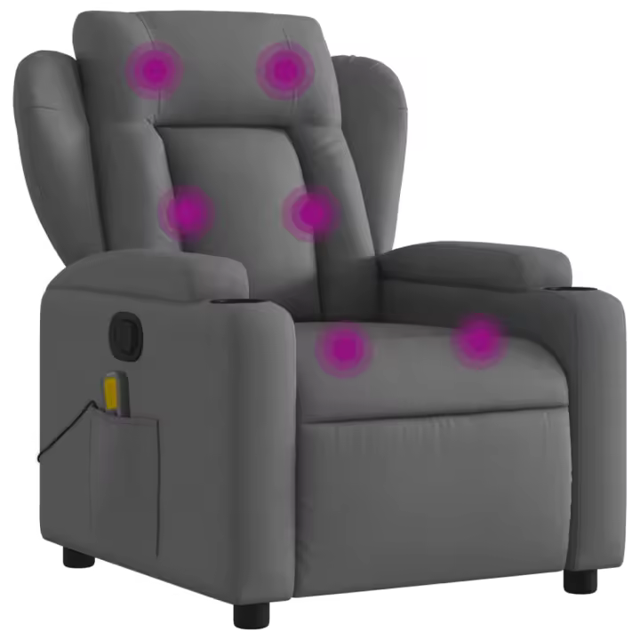vidaXL Sillón de masaje reclinable de tela gris oscuro - 1