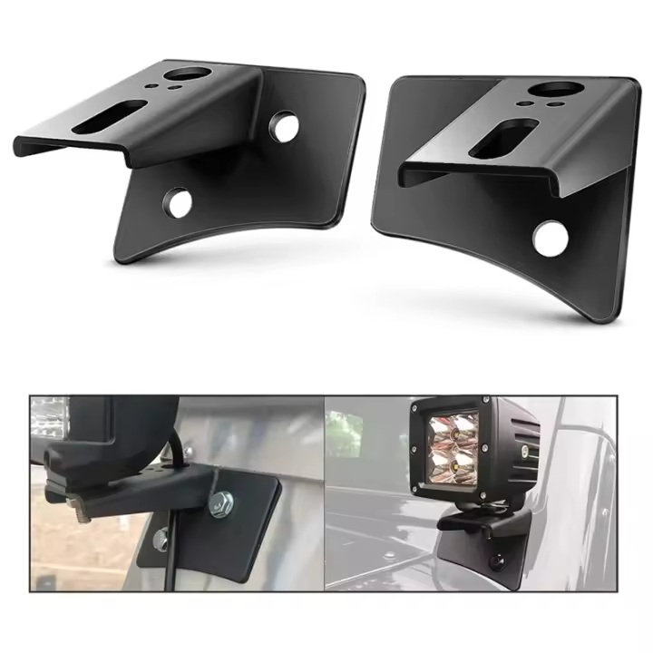2PCS Soportes De Montaje Para Faros De Niebla LED Y Luz De Trabajo En Pilares a Del Parabrisas Para Jeep Wrangler 2007-2017 Accesorios Universales De Coche Material ABS Negro - 1