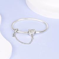 Pulsera De Plata Esterlina 925 Para Mujer Con Encantos De Corazón Llave Clover De Cuatro Hojas Cadena De Serpiente Pulsera Original DIY Joyería - details 1
