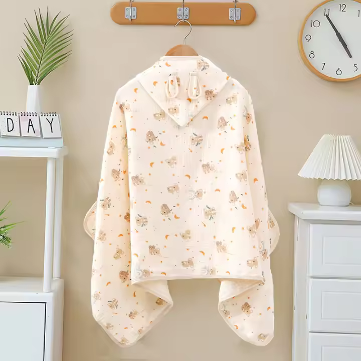 Cuatro Capas crepe Niños Capa Toalla de baño Bebe Cuatro Estaciones Capa with capucha - 1