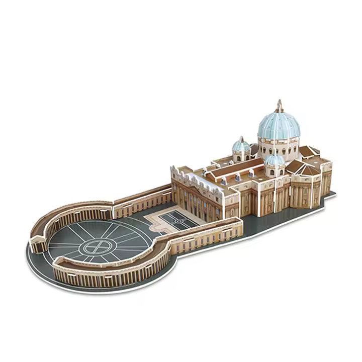DAM. Puzle 3D de cartón de la Basílica de San Pedro en la Ciudad del Vaticano. 44 piezas. 36x18x11cm. - 1