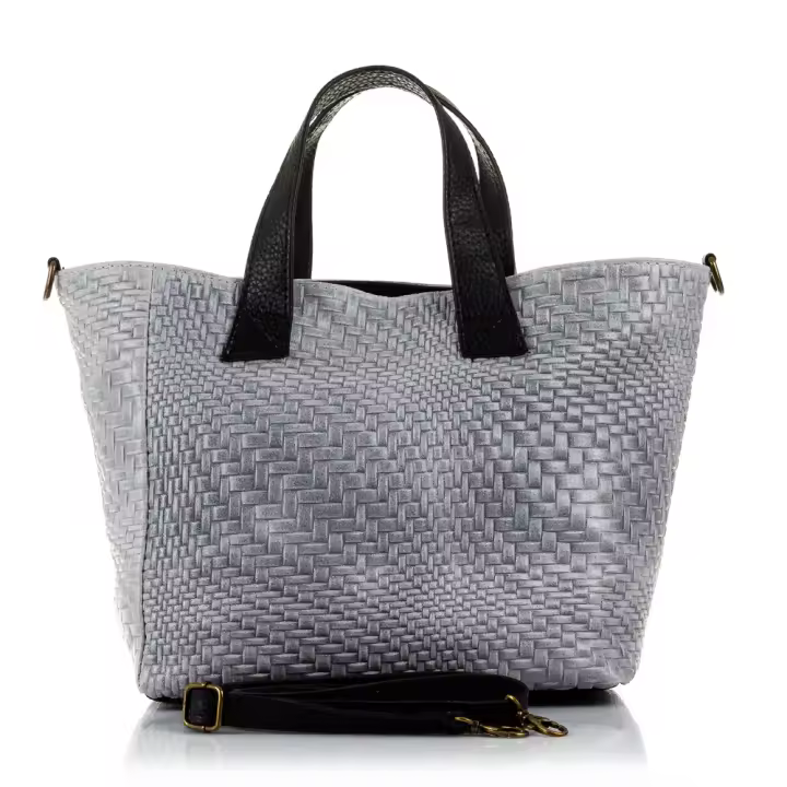 Firenze Artegiani. Cassandra Bolso tote Mujer.Piel auténtica Gamuza Grabado Entrelazado . Made in Italy. Vera Pelle Italiana. - 1