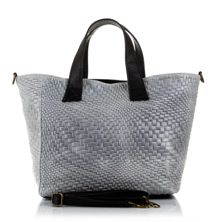 Firenze Artegiani. Cassandra Bolso tote Mujer.Piel auténtica Gamuza Grabado Entrelazado . Made in Italy. Vera Pelle Italiana. - 1