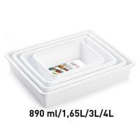 X-Set de 4 Bandejas Organizadoras Multifuncionales para Nevera en Plástico Reutilizable, Contenedores Rectangulares para Almacenamiento, Juego de Bandejas para Refrigerador en Blanco 890 ml, 1.65 l, 3 l y 4 l, Ideal para Mantener Alimentos Frescos - details 1