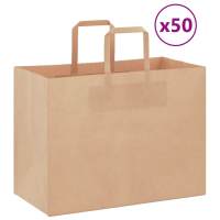 vidaXL Bolsas de papel kraft con asas 50 uds 32x17x25 cm en color Rosa/Marrón/Amarillo y más - details 1
