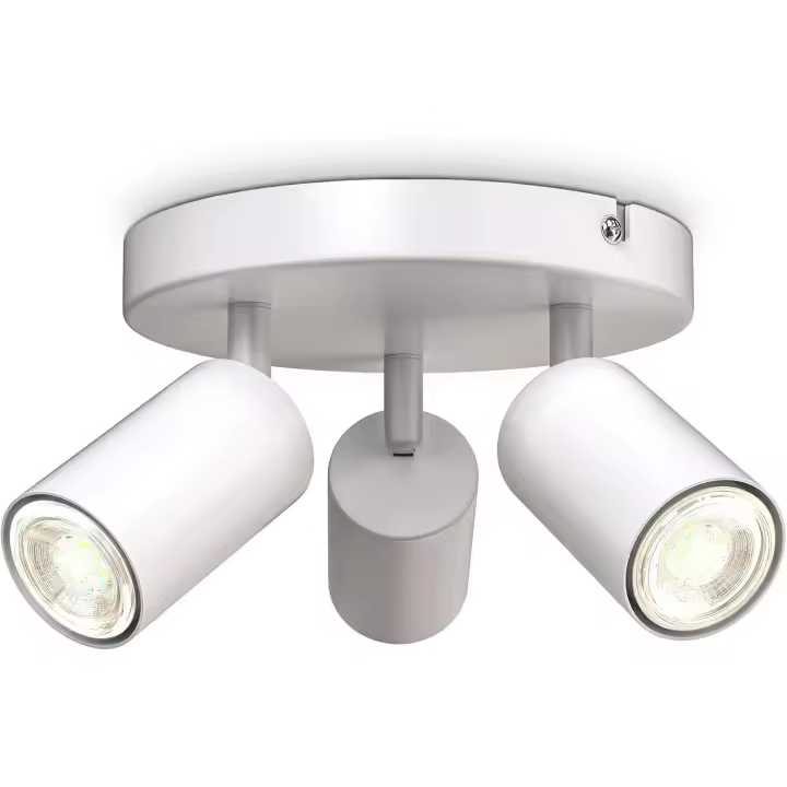 Foco de techo LED de 3 luces, ajustable, acabado blanco, bombillas E27 no incluidas - 1