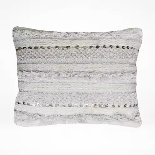 Funda de cojín Devdan 45x45 cm de algodón con flecos y lentejuelas  de la marca Origen - 1