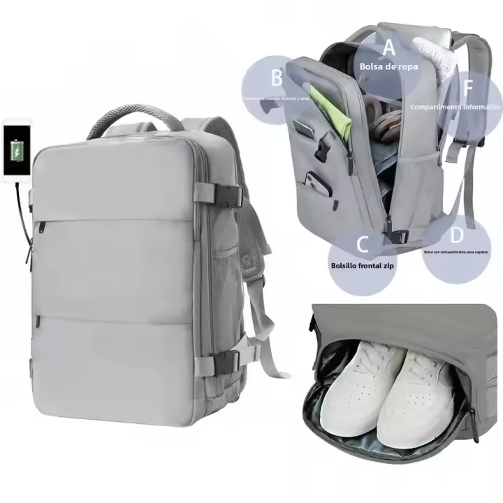 Mochila Multifuncional De Viaje Para Negocios Con Gran Capacidad Adecuada Para Mujeres Hombres Trabajadores Blanqueados Viajes Al Aire Libre Material De Poliéster - 1