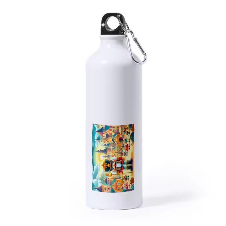 MERCHANDMANIA BIDON GRANDE 800 ML ACERO INOXIDABLE el soldadito de plomo cascanuezes cuento niños deporte deportivo con mosqueton botella - 1