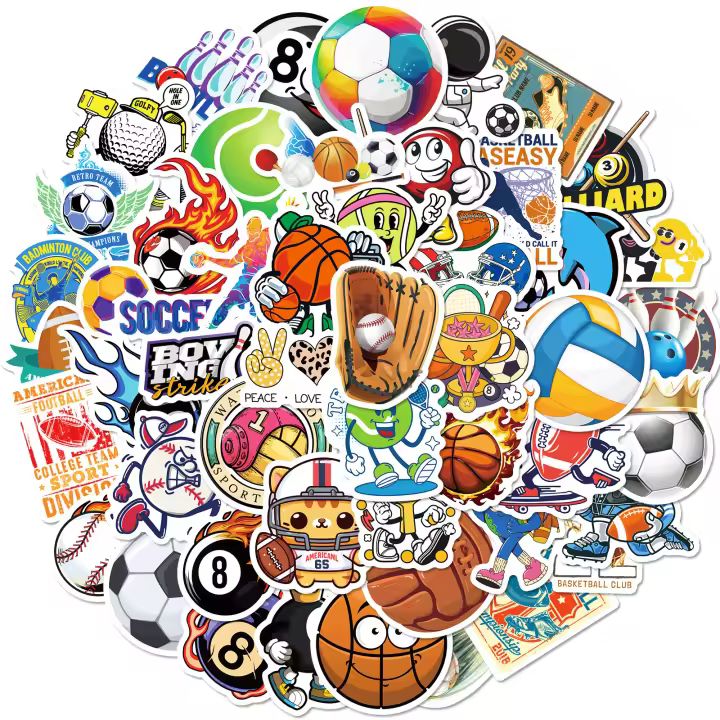 50 PCS Pegatinas Deportivas Mixtas Fútbol Baloncesto Voleibol Golf Béisbol Para Teléfono Móvil Material Variado Origen China - 1