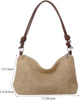 Bolso de hombro de paja para mujer, bolso de mano informal para playa, bolso de hombro tejido a la moda, bolso cruzado - details 4