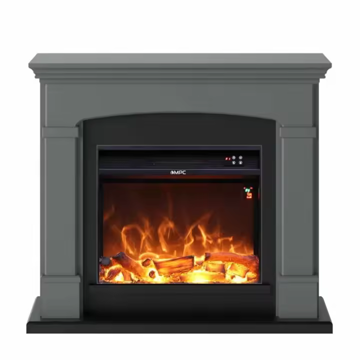 Mpc Camino Siena Chimenea De Pie With Quemador 1500W Efecto Llama Led Gris Dark Chimenea De Diseno Complete With Mandate to Distancia Fabricada En Madera Mdf Fácil De Colocar or Motor - 1