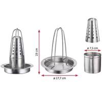Asador de Pollo Vertical Acero inoxidable Para Horno Barbacoa , Soporte para Asar Pollo en Casa y Camping, Montaje Facil Diseño Practica Estructura Estable - Maxia Market - details 1