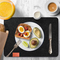 Juego De 3 Piezas De Tapetes De Comedor Ecológicos Lavables Antideslizantes Tapete De Comedor Rectangular De Terciopelo Negro Ligero Gris Oscuro Para Vino Y Taza - details 5