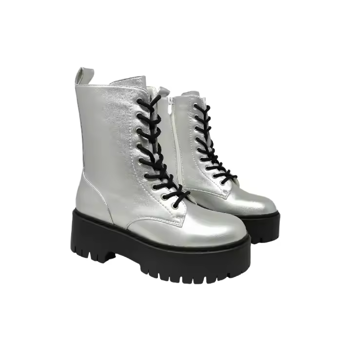 Eva Zorteon - Botines militares con plataforma alta con cordones y cremallera. Marca TULIPANO. - 1
