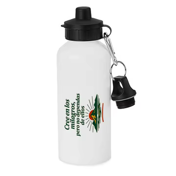 MERCHANDMANIA Bidón deportivo 600 ml acero inoxidable con chupón frase motivadora ejercicio gimnasio milagro deporte botella escolar deporte bicicleta - 1